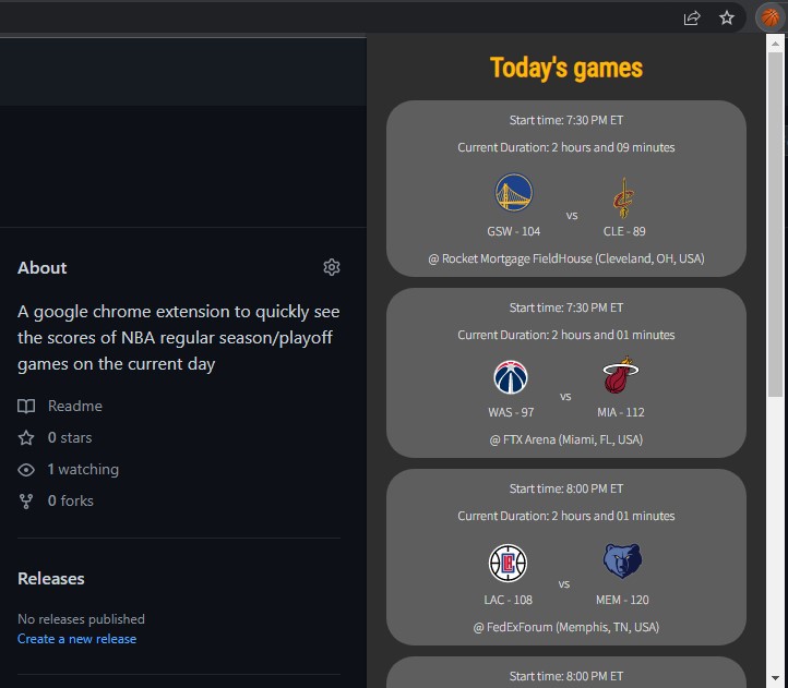 NBA Chrome Extension